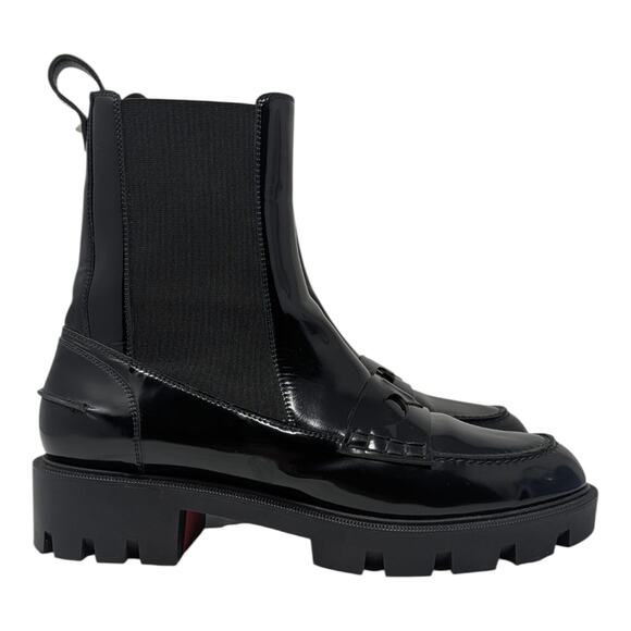Christian Louboutin Montezu Chelsea Lug Sole Ankle Boot Chunky Patent 39 - Picture 5 of 13